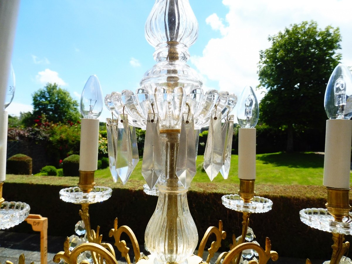 Nine Arms Of Light Crystal Chandelier, Signed Portieux-photo-1