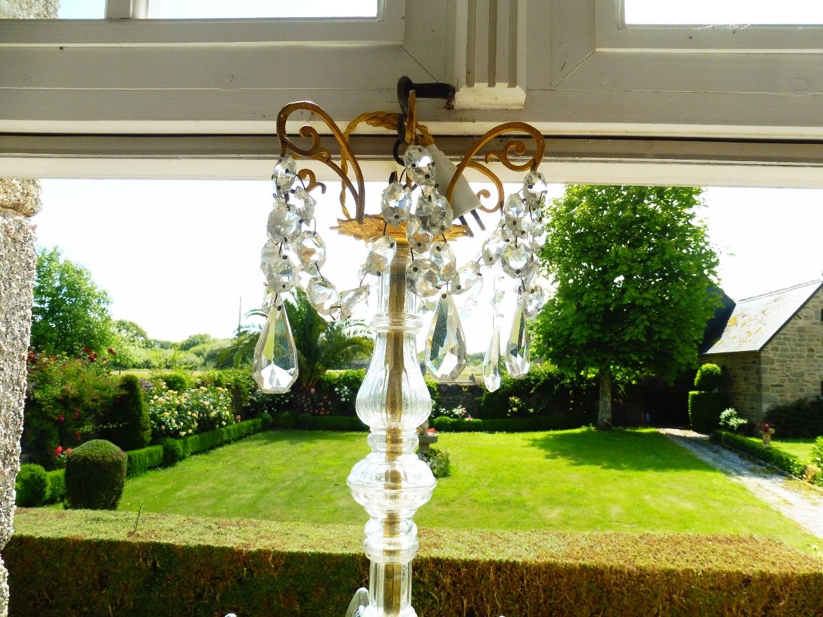 Nine Arms Of Light Crystal Chandelier, Signed Portieux-photo-3