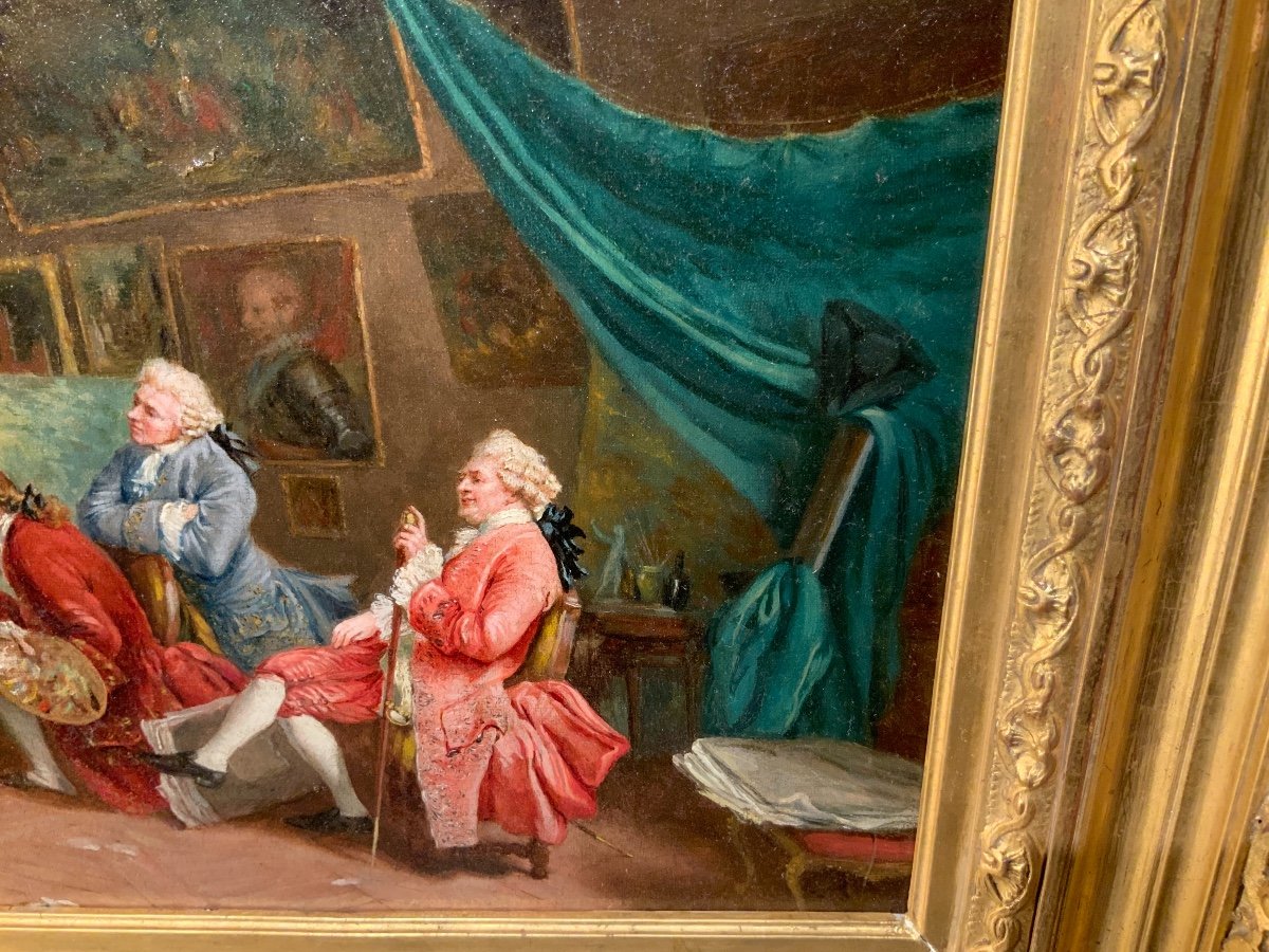 The Painter's Workshop Oil On Canvas Signed P. Moyadas-photo-3