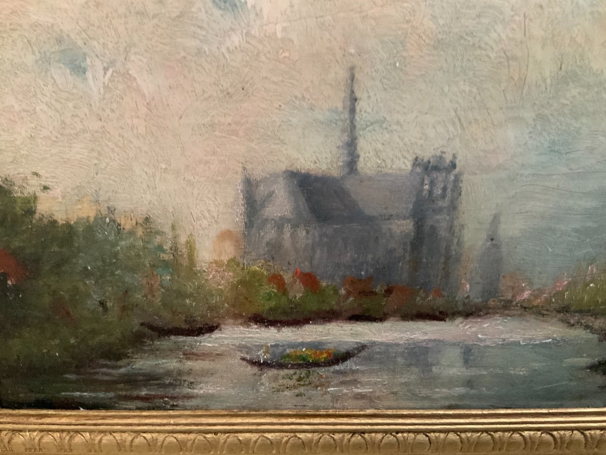 La Cathédrale D’amiens Et Milly Sur Seine,  2 Petites Huiles  Impressionnistes Sur Panneau-photo-1
