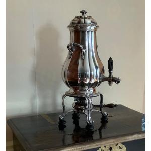 Boin Taburet. Samovar Or Hot Water Fountain In Silver Metal