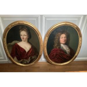 Two Portraits Forming A Pair Of An Aristocratic Couple. French 18th Century