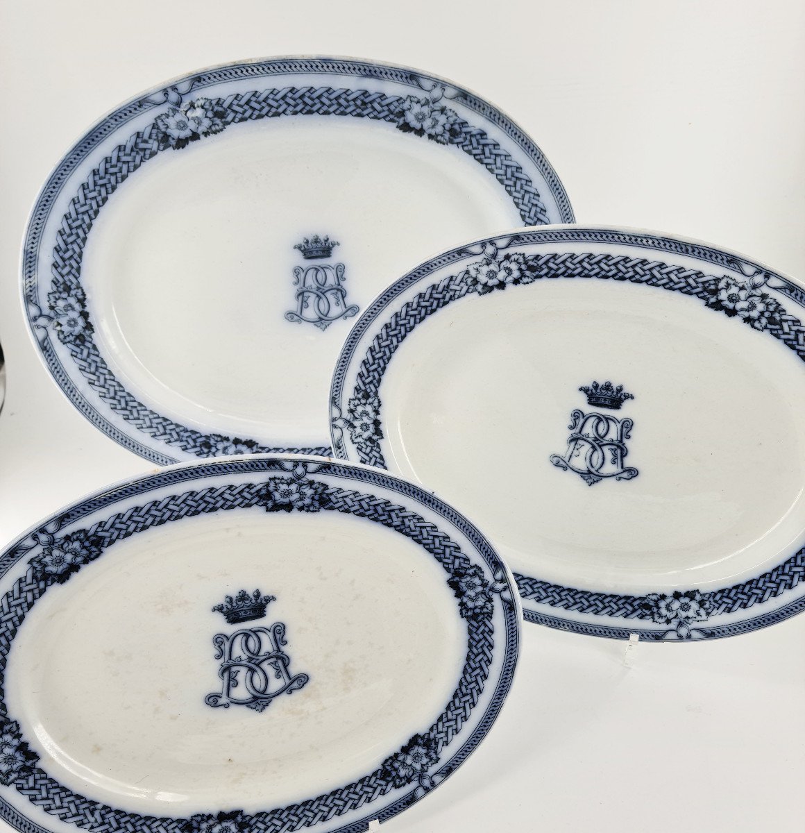 Table Service In English Earthenware, Late 19th Century, Bb Monogram Under Marquis Crown -photo-1