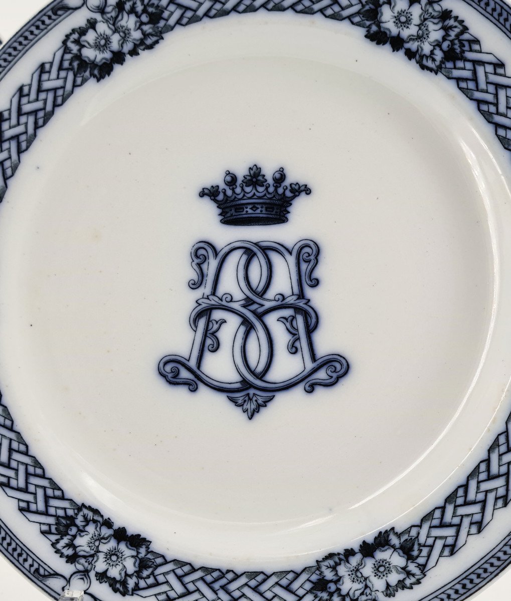 Table Service In English Earthenware, Late 19th Century, Bb Monogram Under Marquis Crown -photo-2