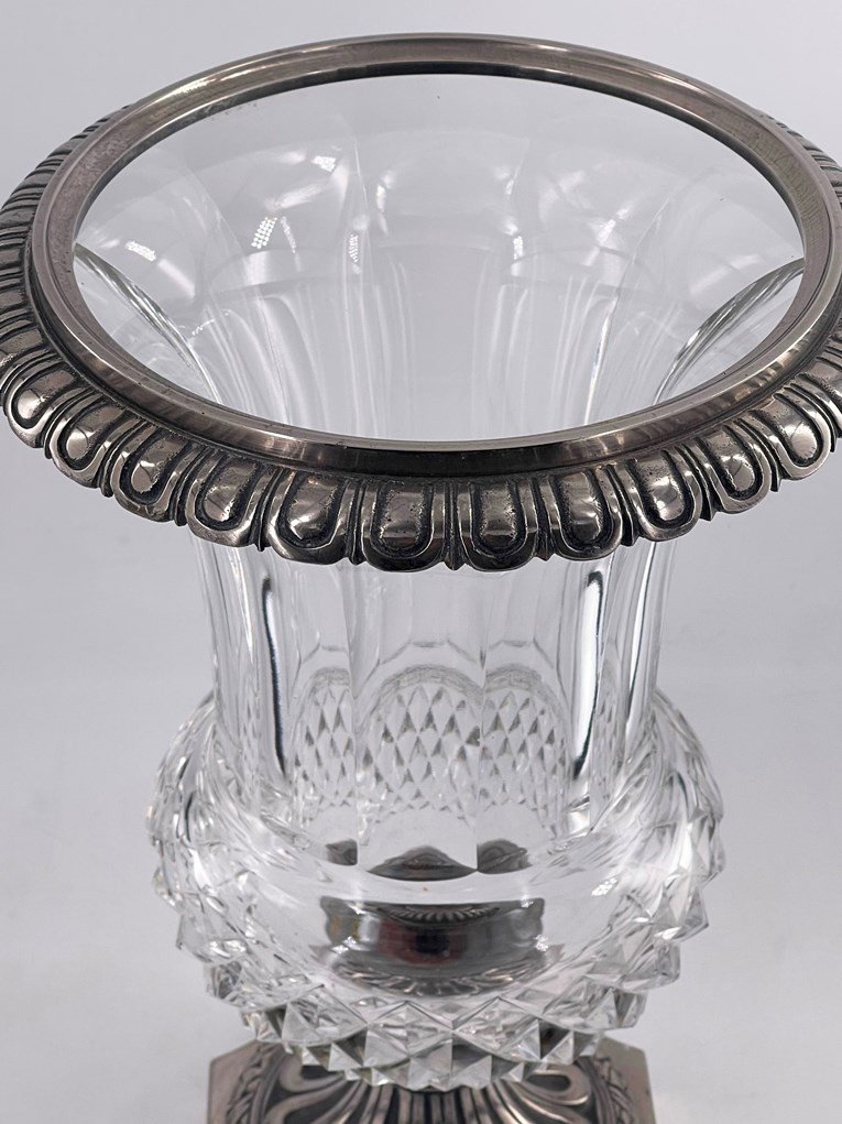  Vase En Cristal Et Bronze Argenté, Cristalleries De Saint Louis, Fin XIXème.-photo-1
