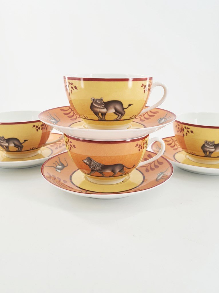 Very Rare Part Of Hermès Porcelain Table Service Model Africa, 91 Pieces -photo-3