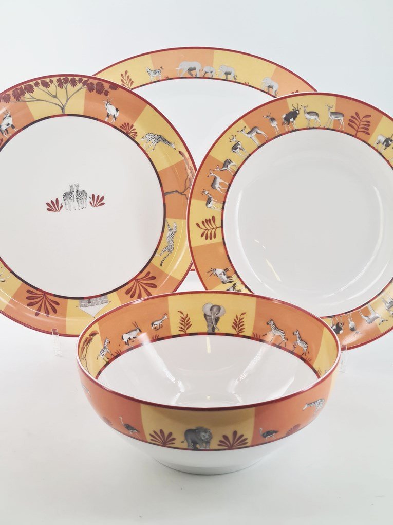 Very Rare Part Of Hermès Porcelain Table Service Model Africa, 91 Pieces -photo-3