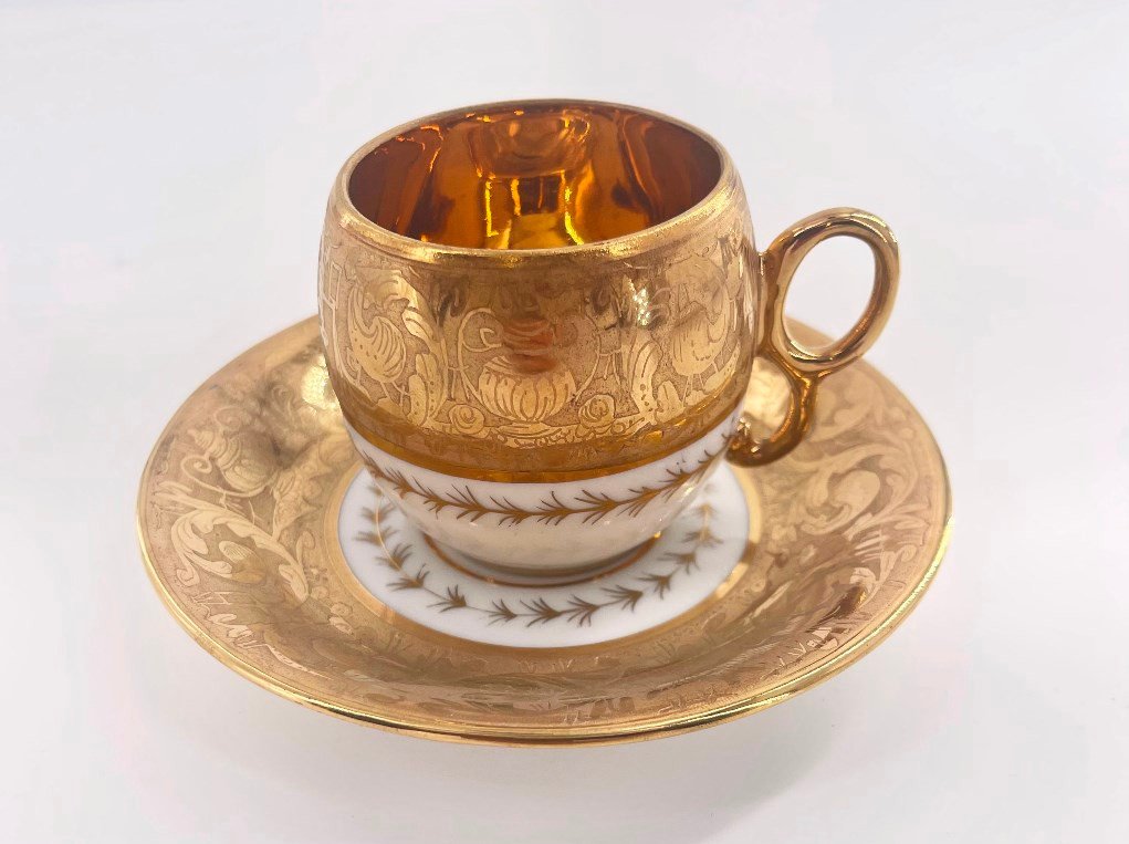 Suite De 8 Paire-tasses à Café En Porcelaine, Années 50, Le Tallec , Paris-photo-3