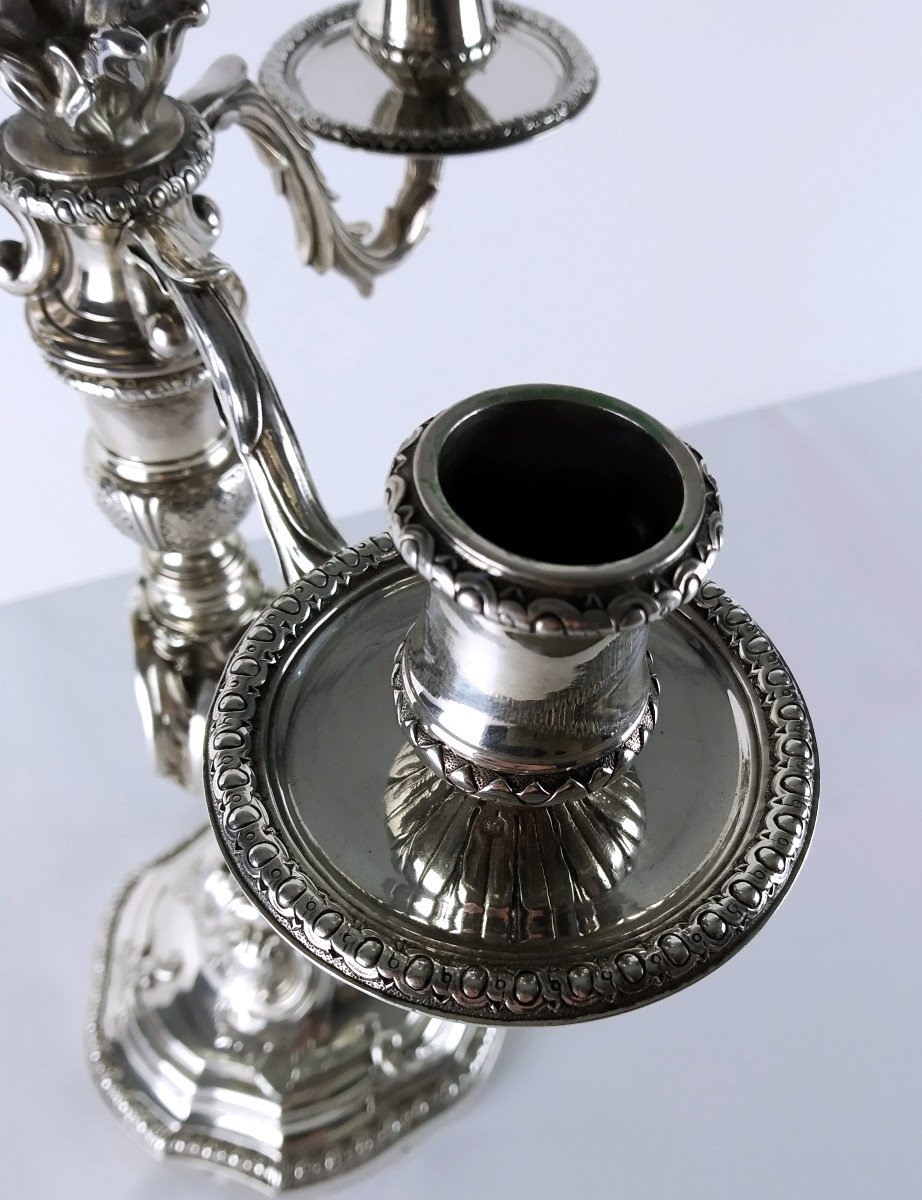 Very Pretty Pair Of Silver Table Ends, Transformable Into Candlesticks, Goldsmith Aucoc-photo-1