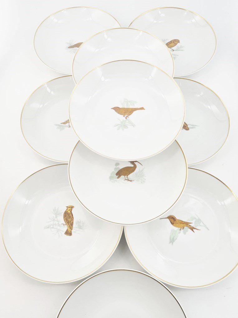 Part Of Limoges Porcelain Table Service, Maison Bernardaud, “les Oiseaux” Model-photo-4