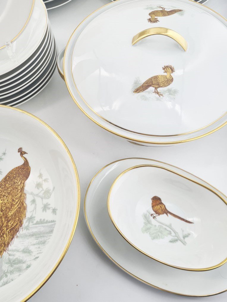 Part Of Limoges Porcelain Table Service, Maison Bernardaud, “les Oiseaux” Model-photo-4