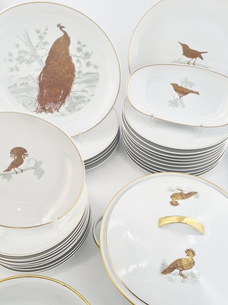 Part Of Limoges Porcelain Table Service, Maison Bernardaud, “les Oiseaux” Model-photo-5