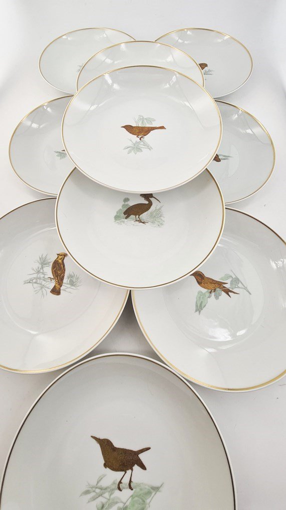 Part Of Limoges Porcelain Table Service, Maison Bernardaud, “les Oiseaux” Model-photo-6