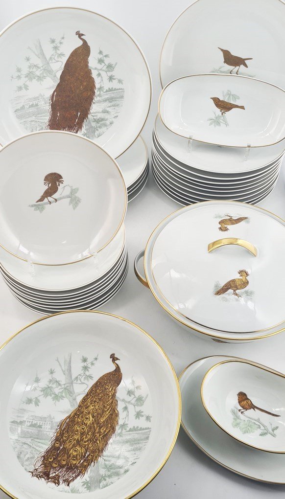 Part Of Limoges Porcelain Table Service, Maison Bernardaud, “les Oiseaux” Model