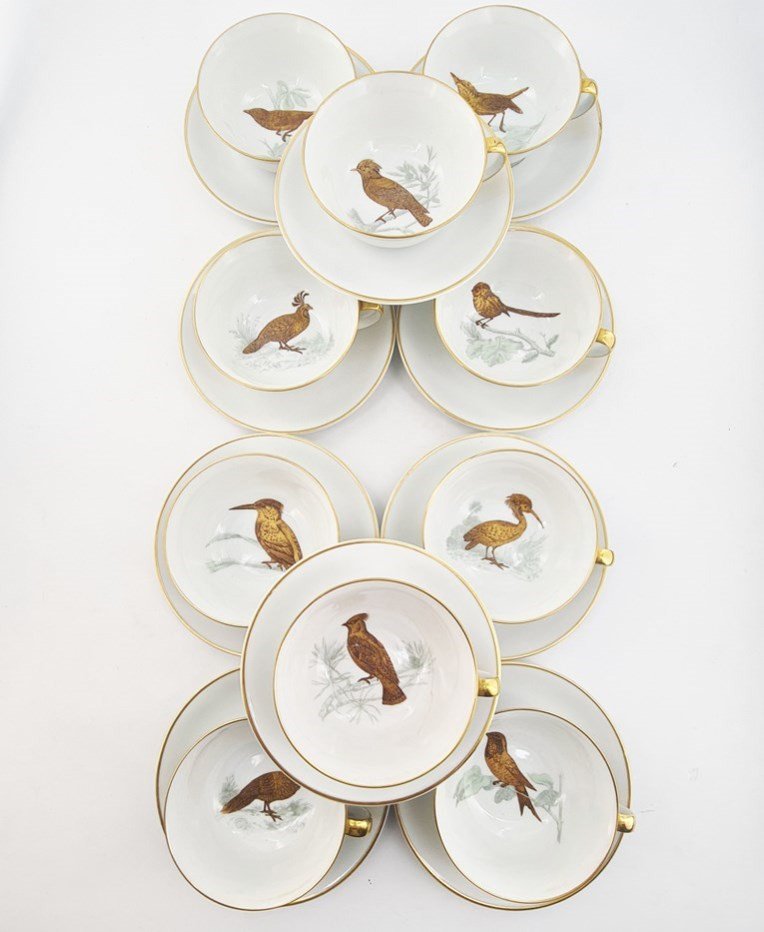 Part Of Limoges Porcelain Coffee Service, Maison Bernardaud, Model "les Oiseaux"-photo-4