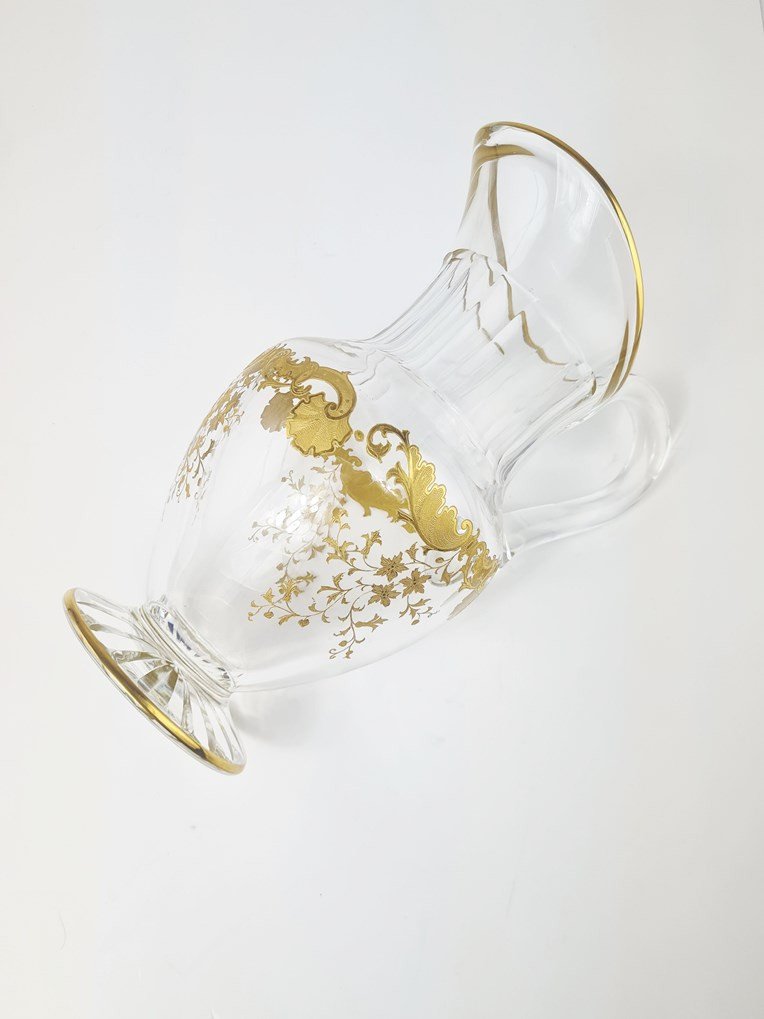 Saint Louis Crystal Glasses Service, Massenet Gold Model, 49 Pieces-photo-4