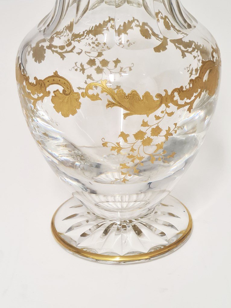 Pair Of Saint Louis Crystal Vases, Massenet Gold Model-photo-3