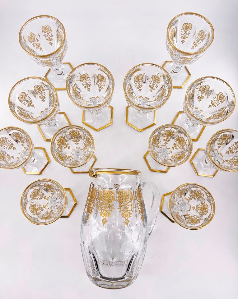 Baccarat Crystal Glasses Service Part, Harcourt Empire Model, 19 Pieces