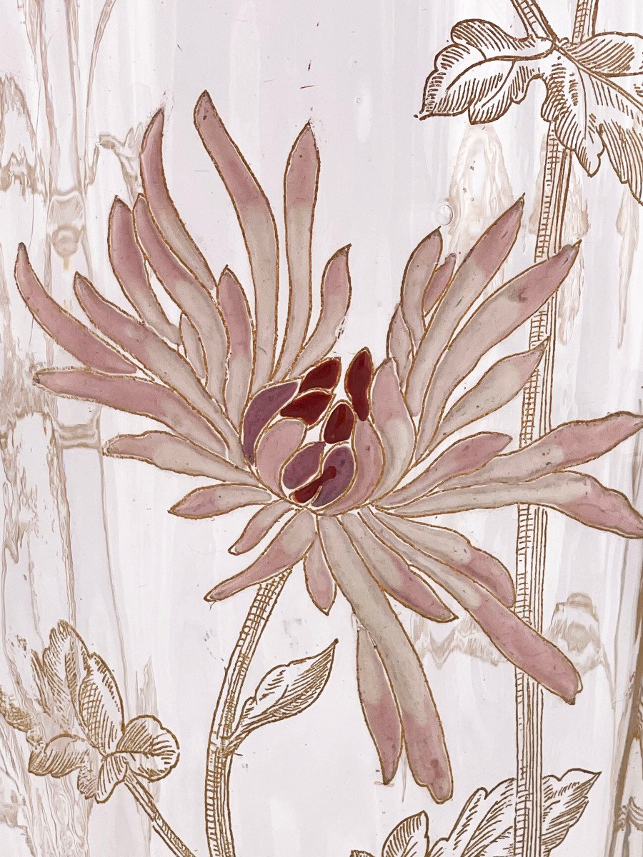  Paire De Vases émaillés, Fin XIXème, Legras, Modèle Olga.-photo-3