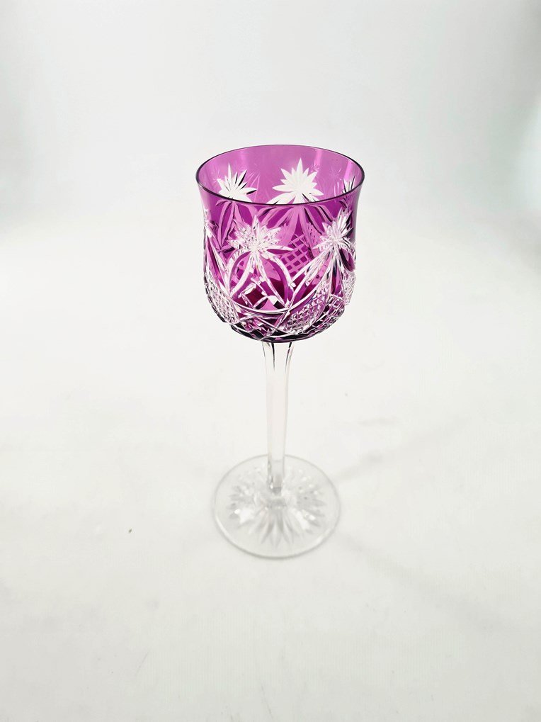 Set Consisting Of 12 Wine Glasses And 2 Amethyst Lined Carafes In Baccarat Crystal, Debu-photo-2