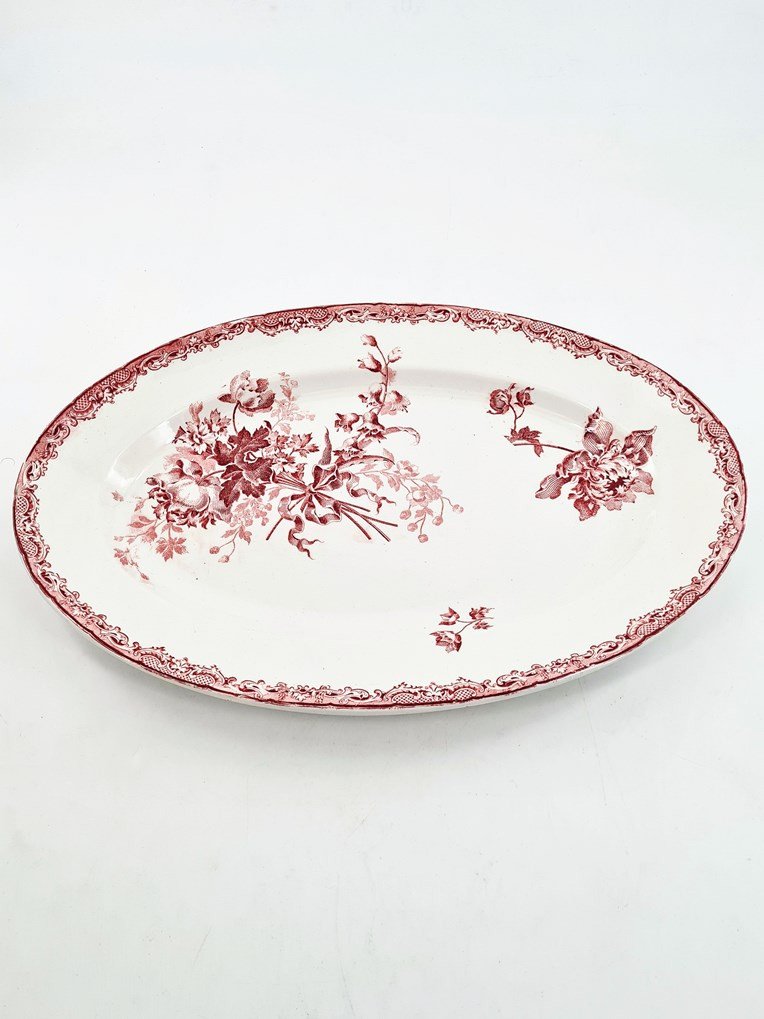  Iron Earth Table Service, Sarreguemines, Fontanges Model, Floral Decor, 53 P-photo-6