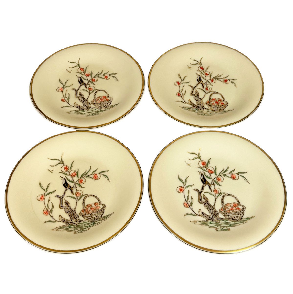 Rare Set Of 21 Goupy Et Rouart Hand-painted Porcelain Dessert Plates-photo-3