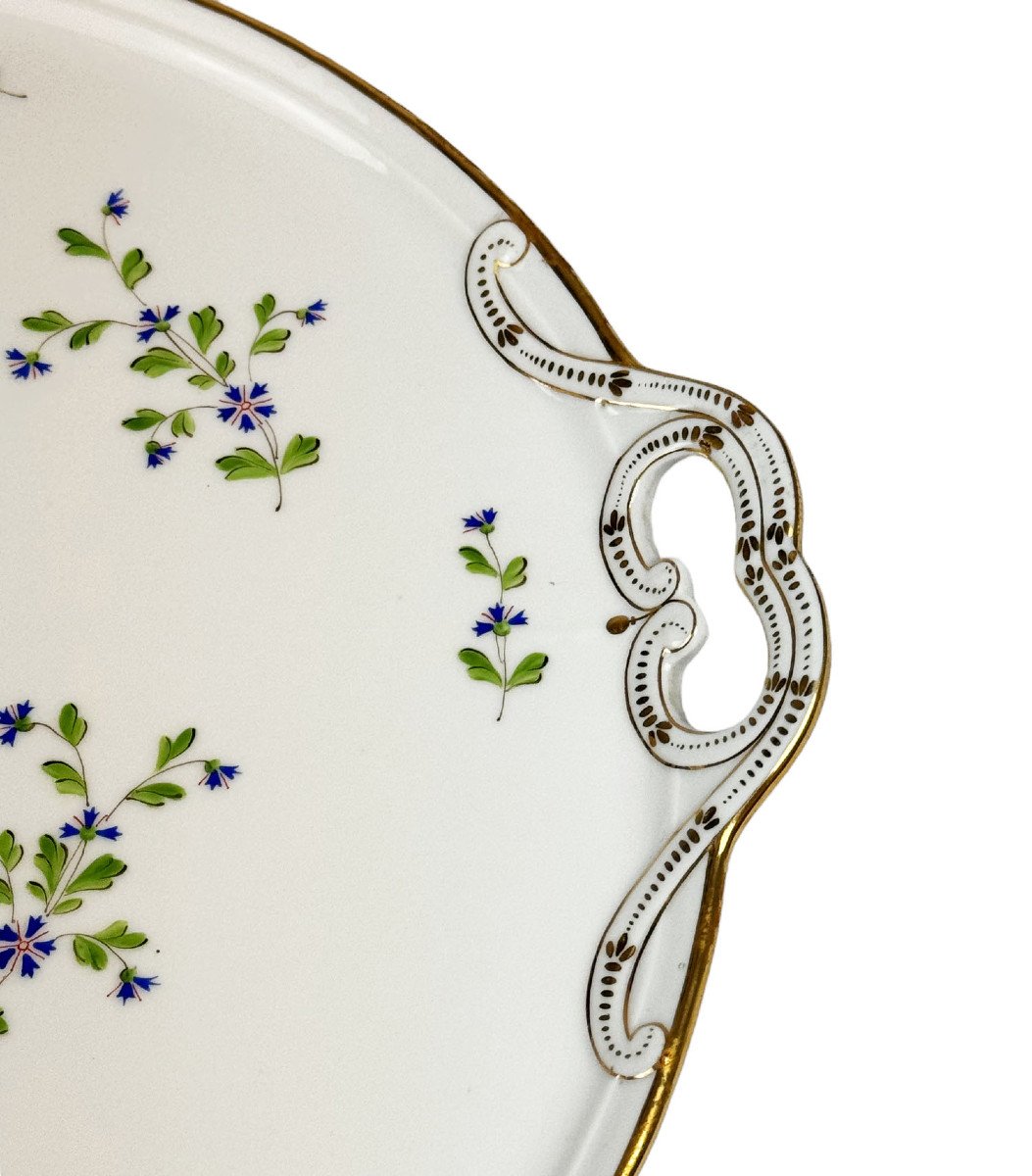 Bel ensemble composé d’un plateau et de 16 pots à crème en porcelaine, décor au barbeau-photo-2