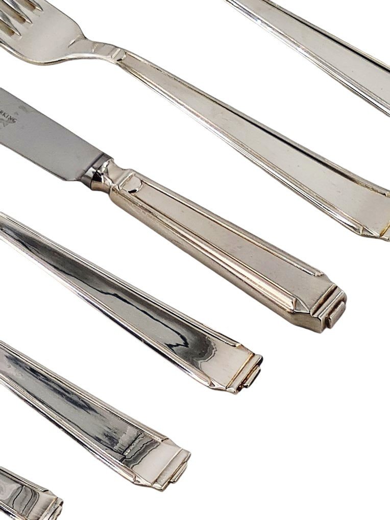 Solid Silver Cutlery Set, Art Deco Period, 87 Pieces.-photo-1