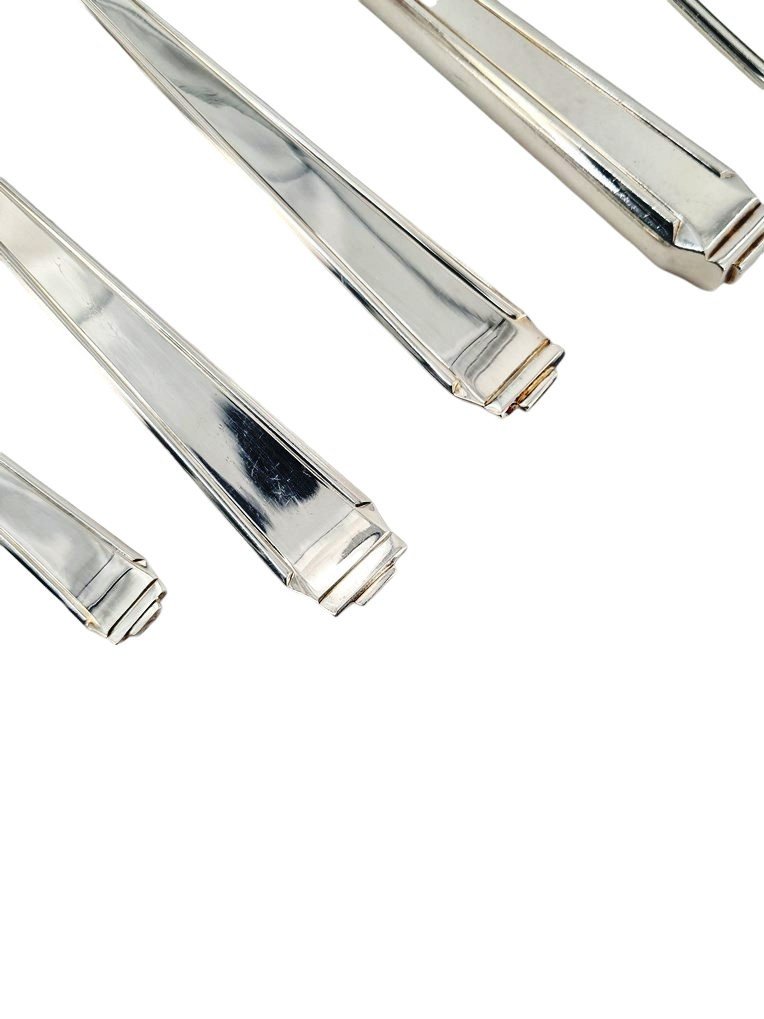 Solid Silver Cutlery Set, Art Deco Period, 87 Pieces.-photo-7