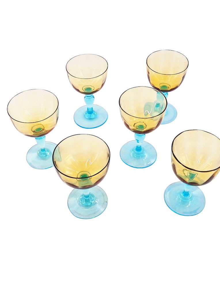 6 Verres à Eau, Modèle Dit »george Sand », Cristalleries De Portieux.-photo-4