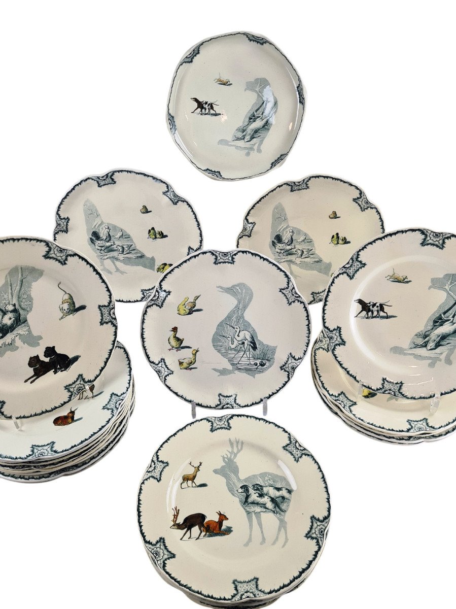  Creil And Montereau Earthenware Dessert Service, Silhouettes Model, Late 19th Century-photo-2