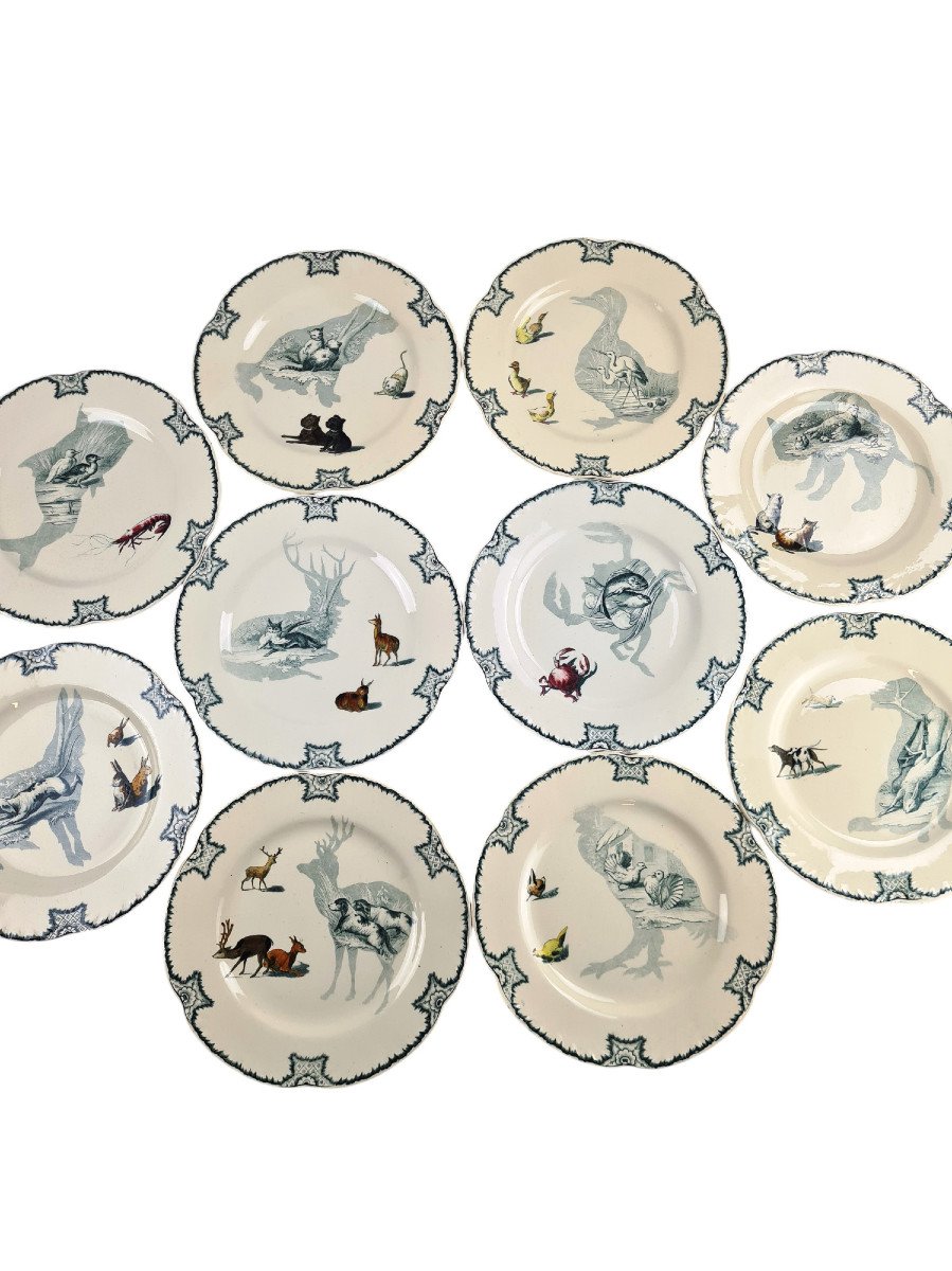  Creil And Montereau Earthenware Dessert Service, Silhouettes Model, Late 19th Century-photo-3