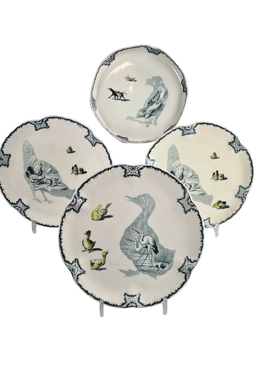  Creil And Montereau Earthenware Dessert Service, Silhouettes Model, Late 19th Century-photo-4