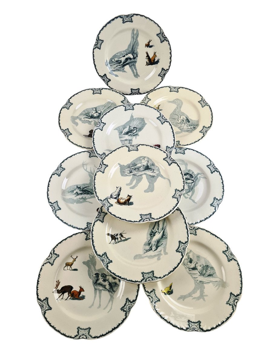  Creil And Montereau Earthenware Dessert Service, Silhouettes Model, Late 19th Century-photo-1