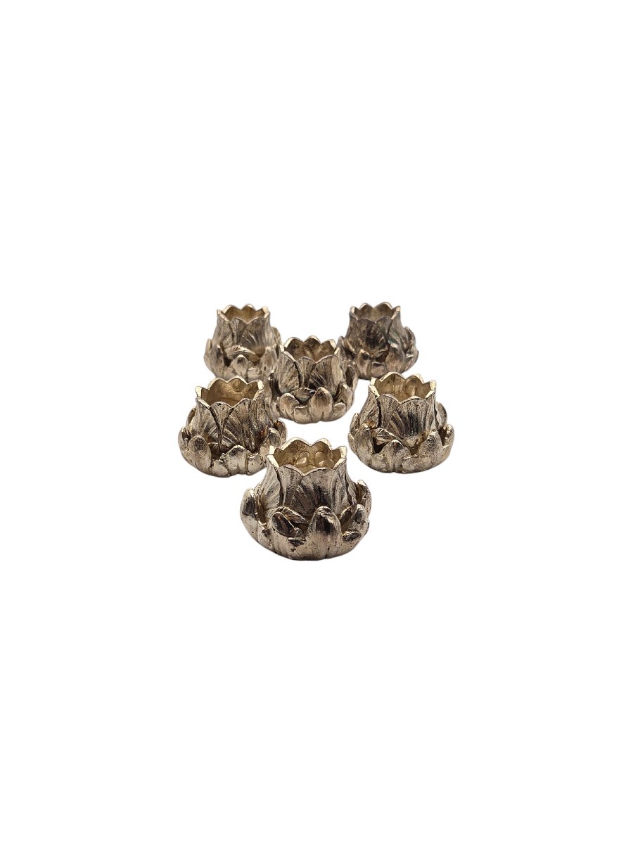 Set Of 6 Silver-plated Bronze Table Candlesticks, Maison Odiot Paris.-photo-1