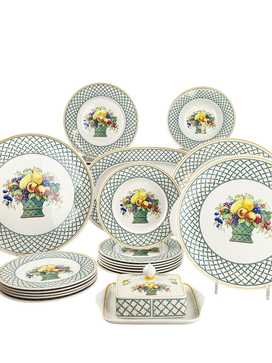 Partie De Service En Vitro-porcelaine De Villeroy Et Boch, Modèle Basket, 41 Pièces.-photo-4