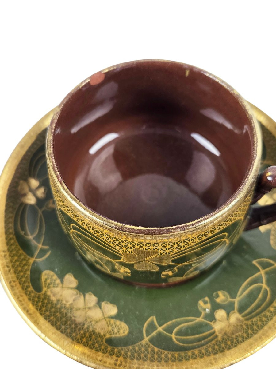 Service à Thé En Grès Verni De Sarreguemines, époque Art Nouveau, 23 Pièces.-photo-2