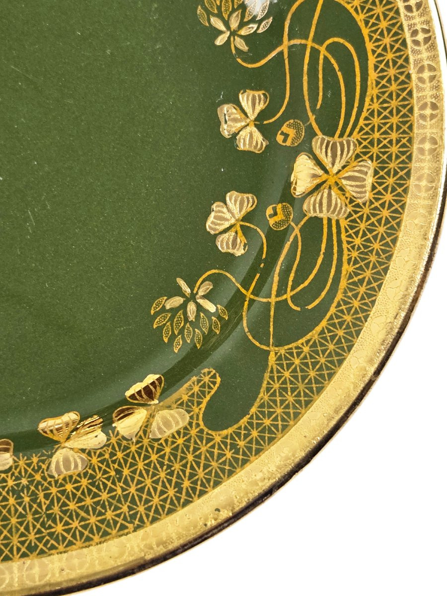 Sarreguemines Glazed Stoneware Dessert Service, Art Nouveau Period, 13 Pieces.-photo-4