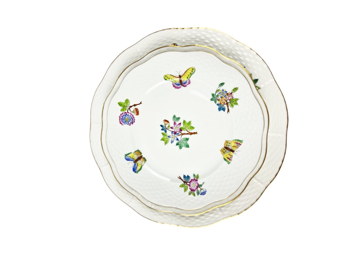 Herend Porcelain Dinner Service, Queen Viktoria Pattern, 62 Pieces.-photo-2