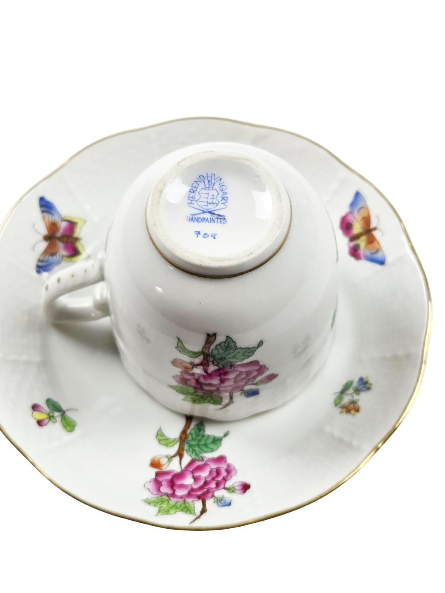 Herend Porcelain Coffee Service, Queen Viktoria Pattern, 15 Pieces.-photo-2