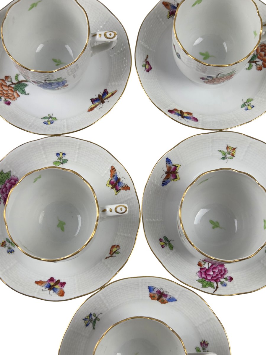 Herend Porcelain Coffee Service, Queen Viktoria Pattern, 15 Pieces.-photo-3