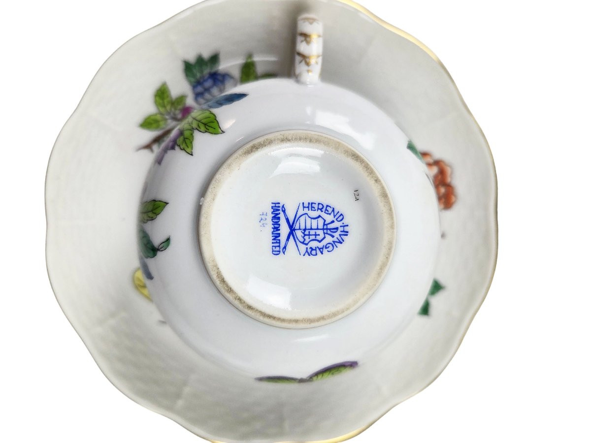   Herend Porcelain Tea Set, Queen Viktoria Pattern, 15 Pieces.-photo-2
