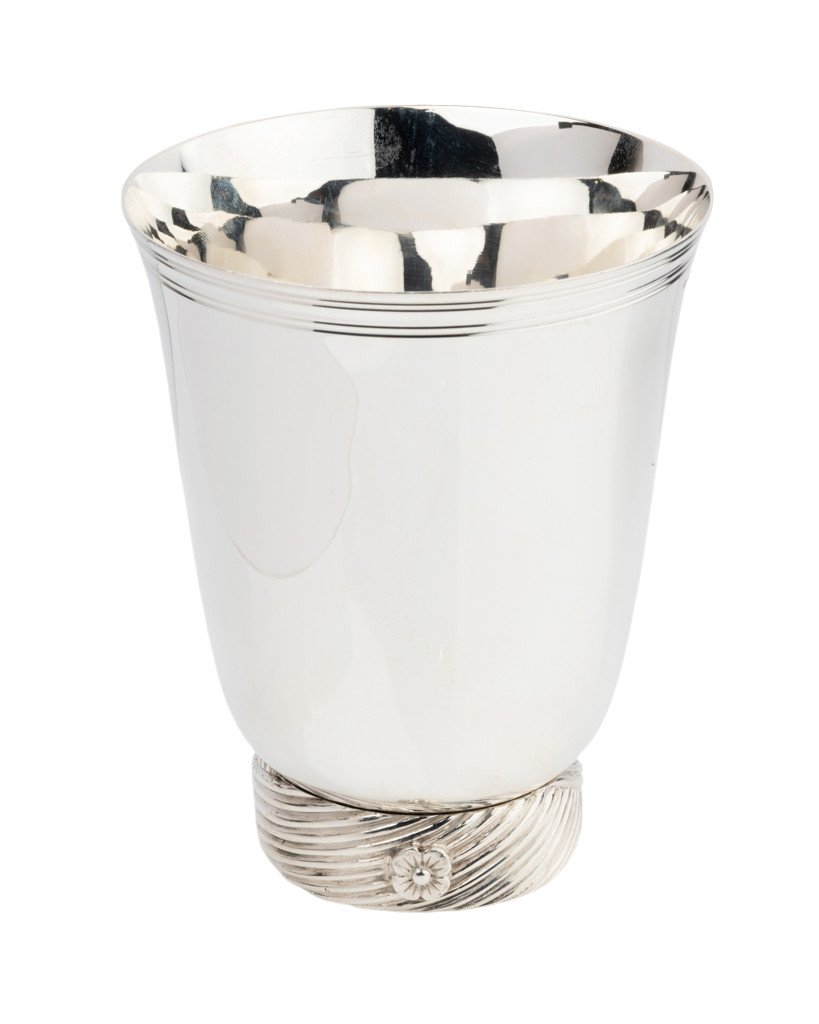  Large Monogrammed Solid Silver Cup, Puiforcat Goldsmith-photo-3