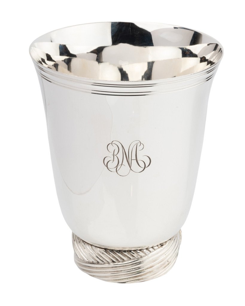  Large Monogrammed Solid Silver Cup, Puiforcat Goldsmith-photo-4