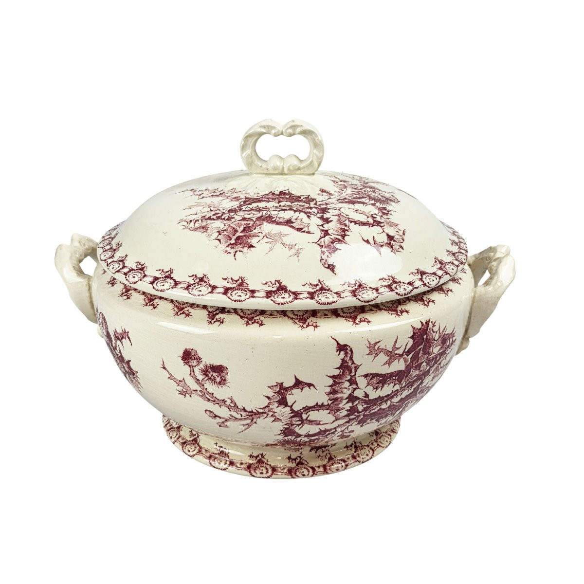  Service de table en porcelaine opaque de Gien , modèle Chardon, 79 pièces.-photo-2
