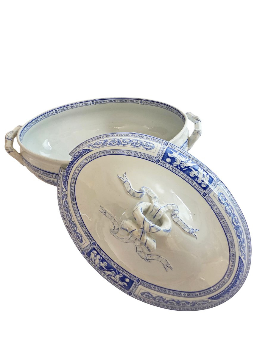 Service de table en faïence de Wedgwood, modèle Pompéi, 62 pièces, XIXème.-photo-4