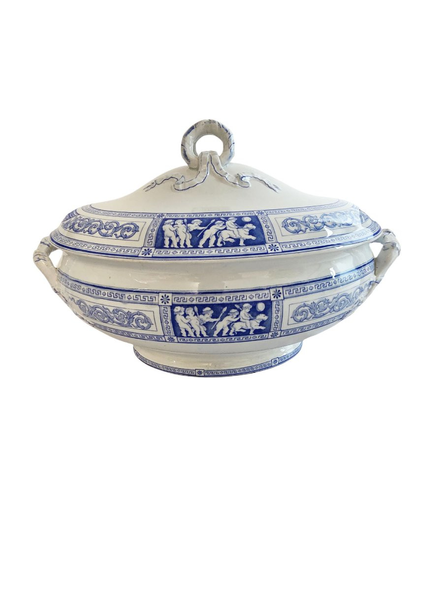 Service de table en faïence de Wedgwood, modèle Pompéi, 62 pièces, XIXème.-photo-5
