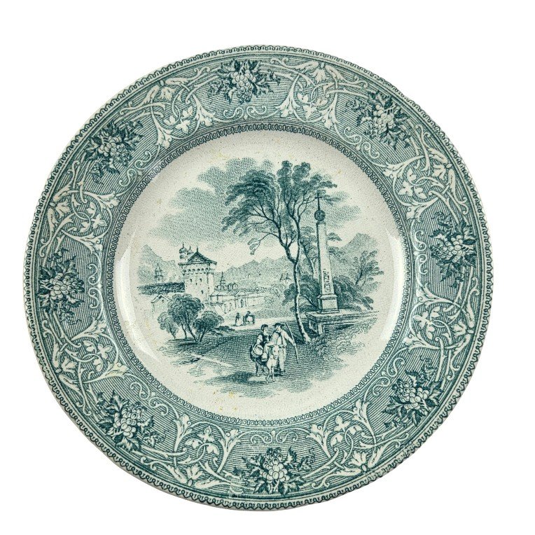 Service de table en faïence anglaise vert menthe, fin XIX ème, Cork , Edge and Malkin, 56 P.-photo-4