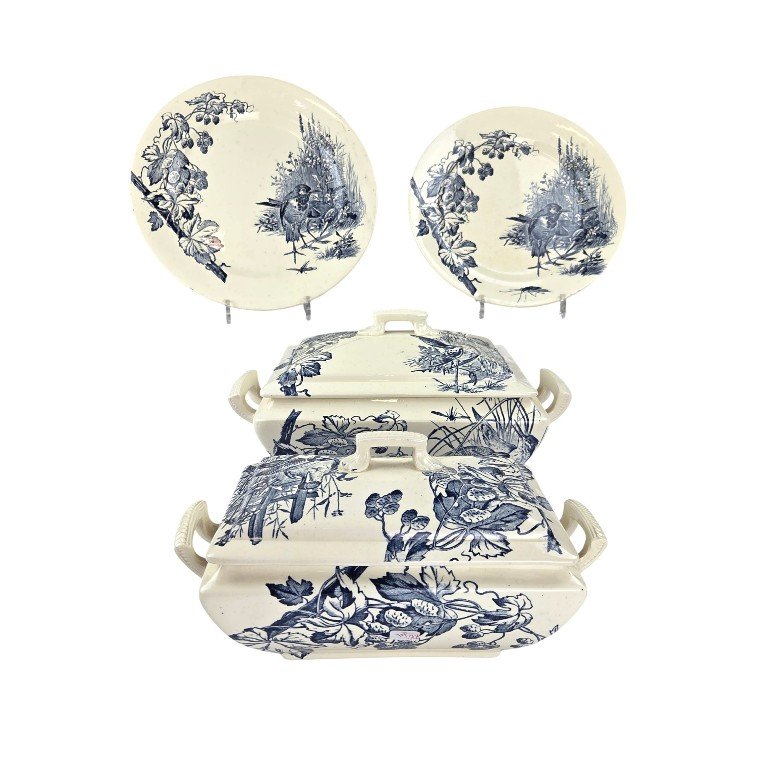 Pexonne Earthenware Dinner Service, Late 19th Century, 73 Pieces.-photo-2