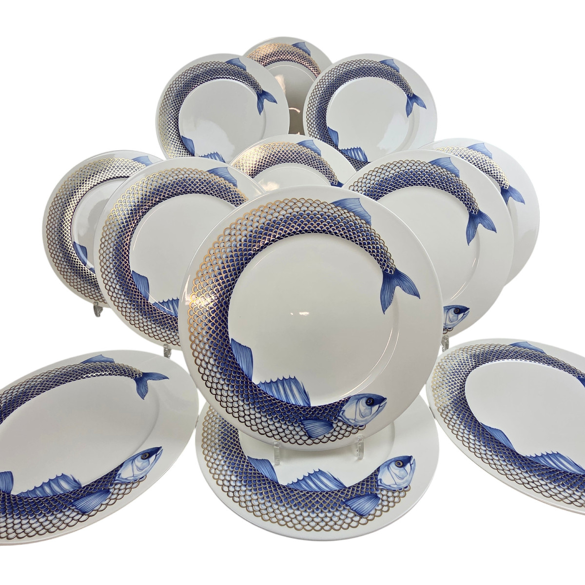 12 assiettes à poisson en porcelaine Villeroy et Boch.